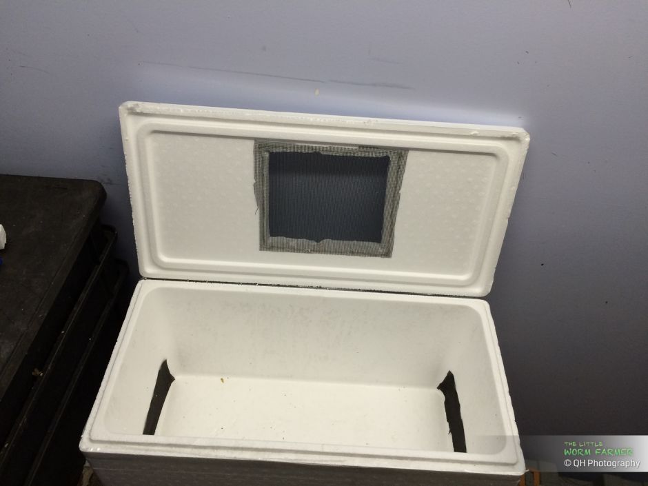 Styrofoam worm bin ventilation holes