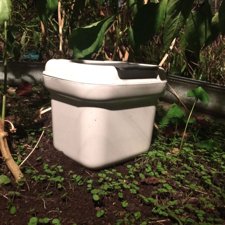 A 5 L bucket on-ground worm bin